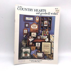 Vintage Cross Stitch Patterns, Country Hearts and Goodwill Wishes by Lynn Waters
